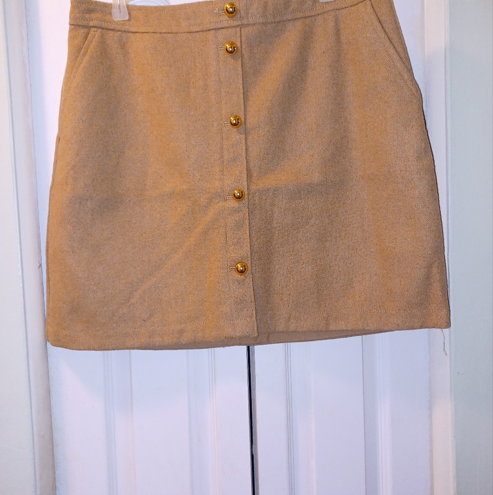 SOLD LOFT wooly gold button skirt